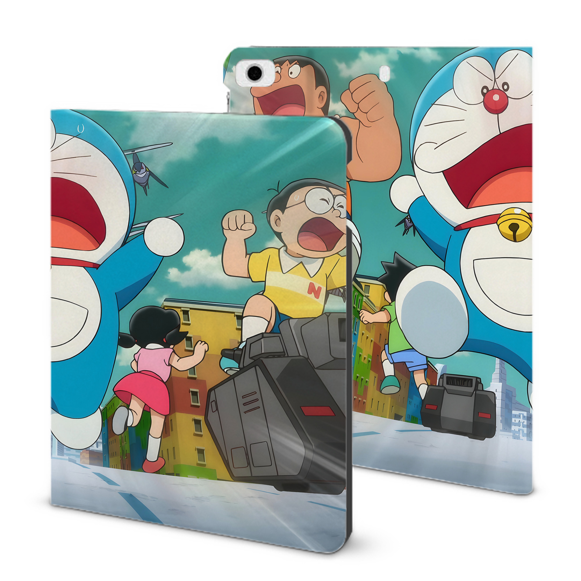 （画像用） ドラえもん Doraemon IPad ケース ブック型 PUレザー TPU 耐衝撃 軽量 薄型 ペン収納なし 全面保護 IPad 各モデル対応